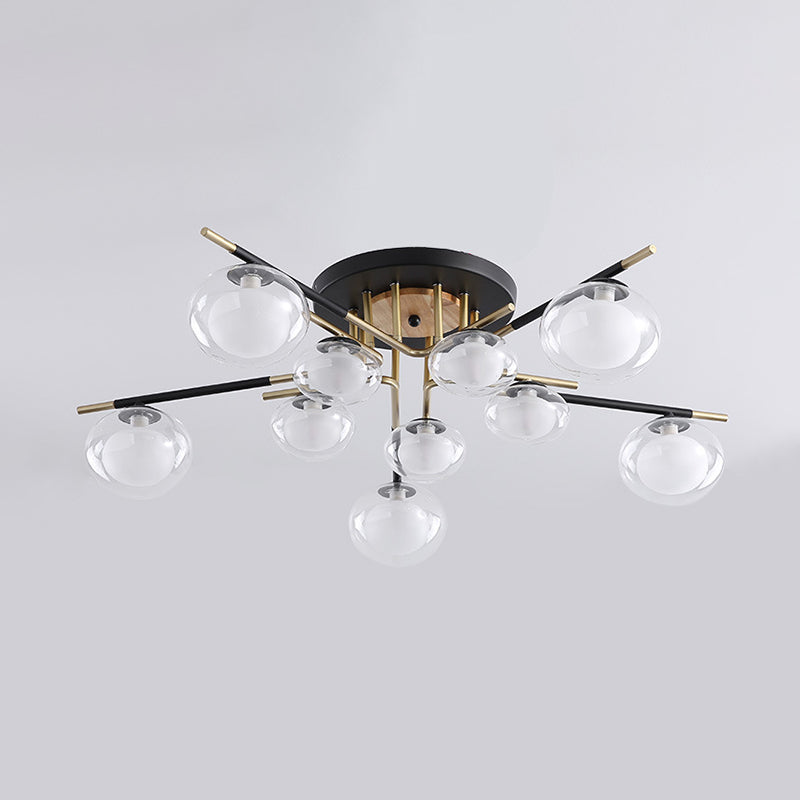 Contemporary Sphere Flush Light Fixture Glass Flush Mount Ceiling Fixture in Black