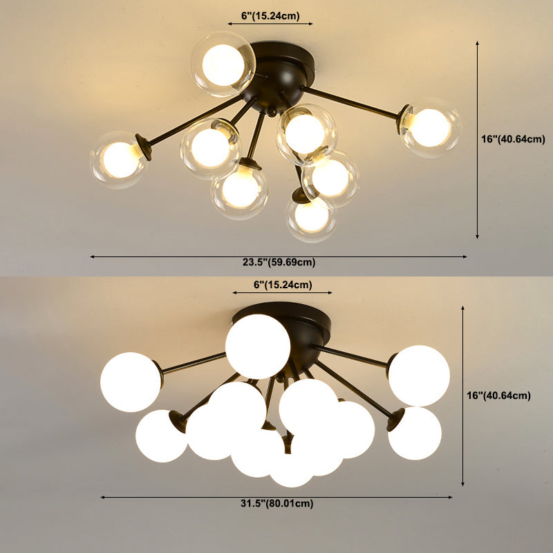 Zeitgenössische Sphäre Flush Leuchte Glasspülenmontage Deckenbestand