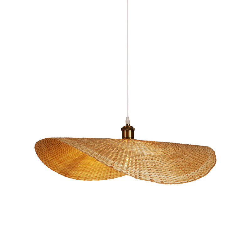 1-Head Dining Room Pendant Lamp Asian Style Hanging Light with Bamboo Shade