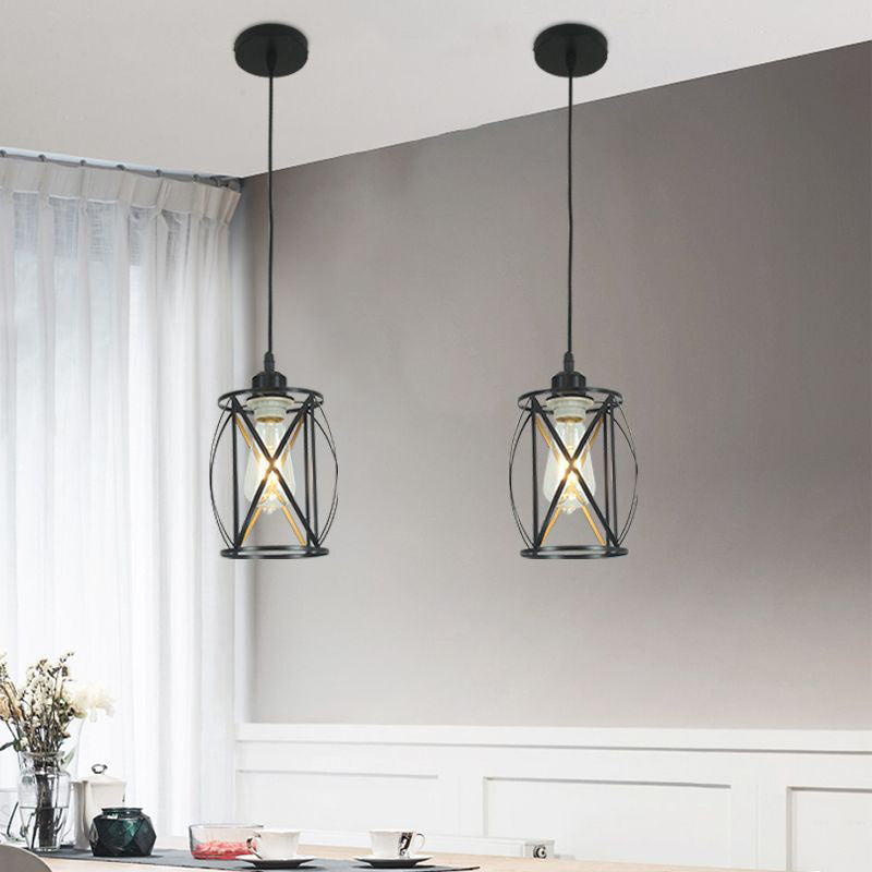 IJzerdraad kooi hanglampverlichting industrieel hanglamp met 1 licht hanglamp voor bar