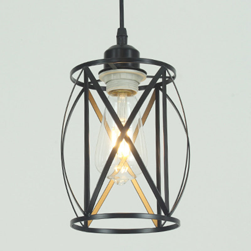 Iron Wire Cage Pendant Lighting Industrial 1-Light Hanging Lamp Fixture for Bar