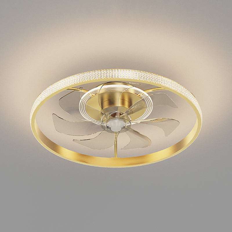 Circular Bedroom Ceiling Fan Light Modern Metal LED Flush Mount Ceiling Lamp