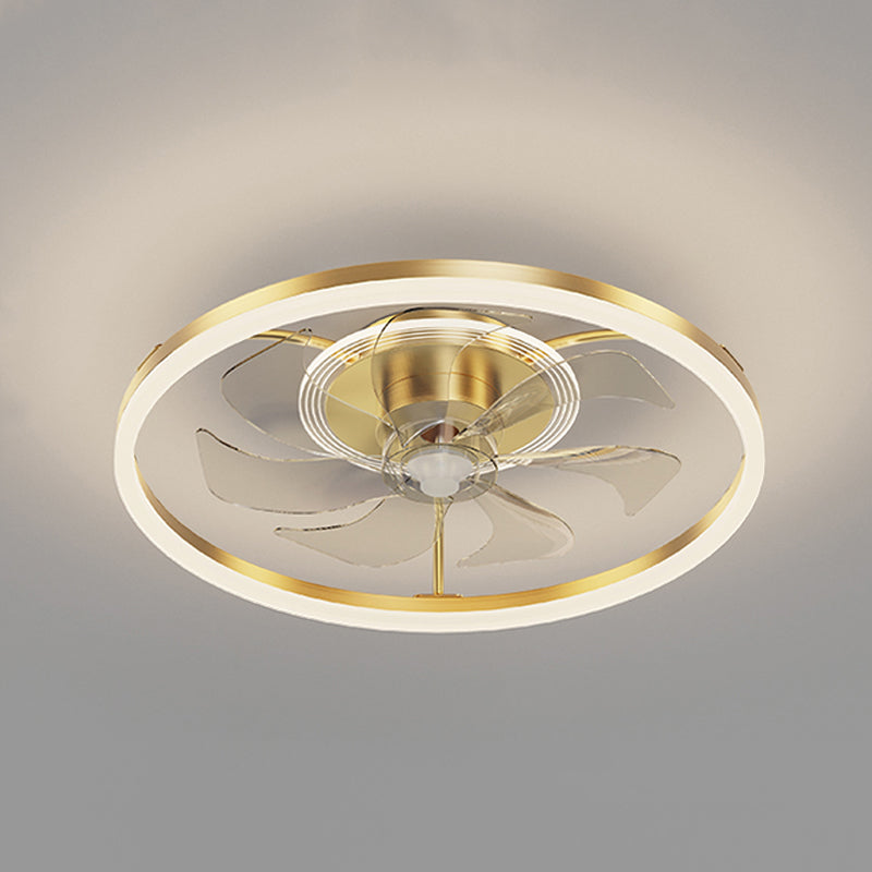 Circular Bedroom Ceiling Fan Light Modern Metal LED Flush Mount Ceiling Lamp