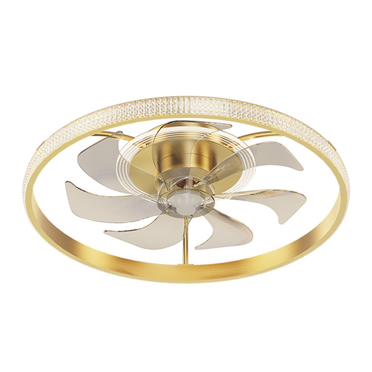 Circular Bedroom Ceiling Fan Light Modern Metal LED Flush Mount Ceiling Lamp