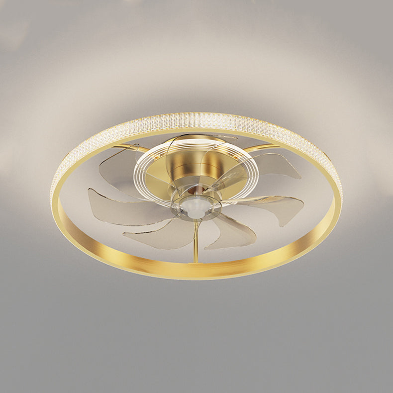 Circular Bedroom Ceiling Fan Light Modern Metal LED Flush Mount Ceiling Lamp