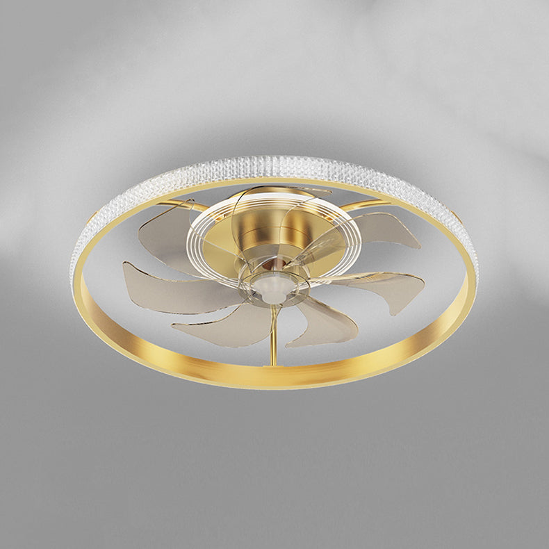 Circular Bedroom Ceiling Fan Light Modern Metal LED Flush Mount Ceiling Lamp