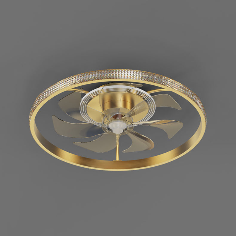 Circular Bedroom Ceiling Fan Light Modern Metal LED Flush Mount Ceiling Lamp