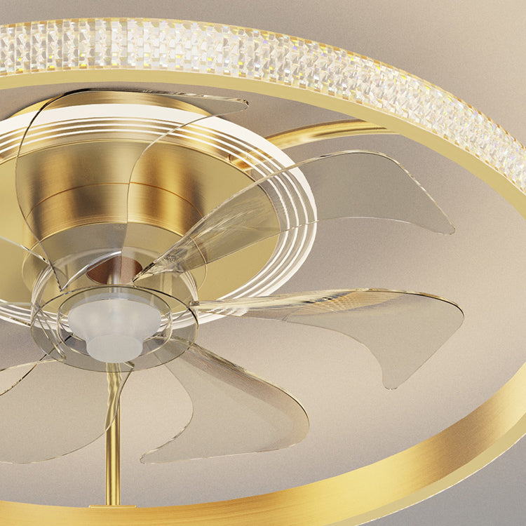 Circular Bedroom Ceiling Fan Light Modern Metal LED Flush Mount Ceiling Lamp