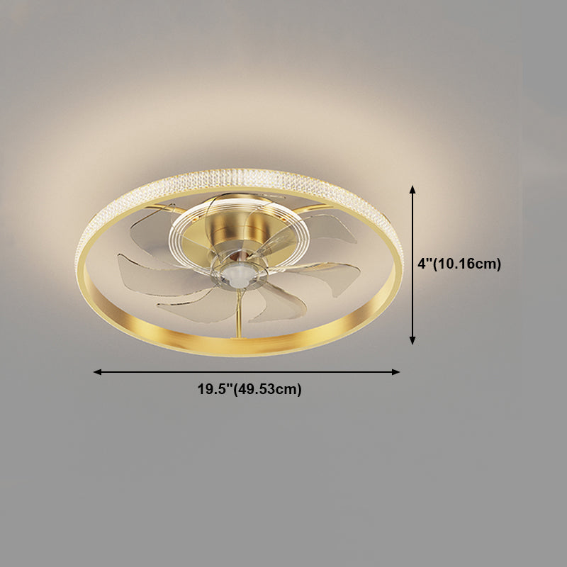 Circular Bedroom Ceiling Fan Light Modern Metal LED Flush Mount Ceiling Lamp