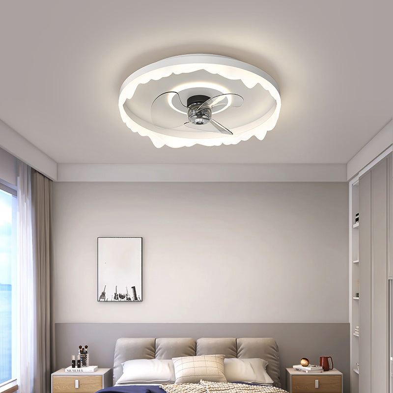 Circle Metal Ceiling Fan Lamp Simplicity LED Ceiling Mounted Lighting for Bedroom