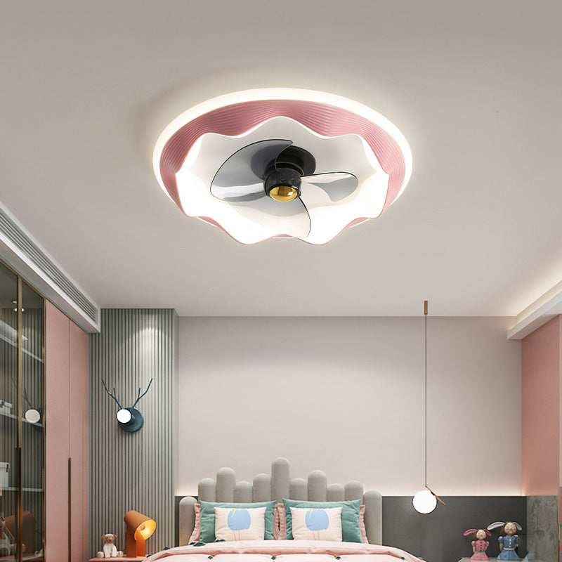 Circle Metal Ceiling Fan Lamp Simplicity LED Ceiling Mounted Lighting for Bedroom