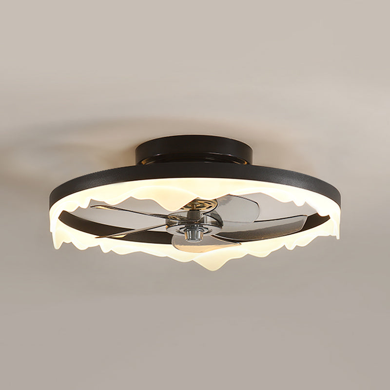 Circle Metal Ceiling Fan Lamp Simplicity LED Ceiling Mounted Lighting for Bedroom