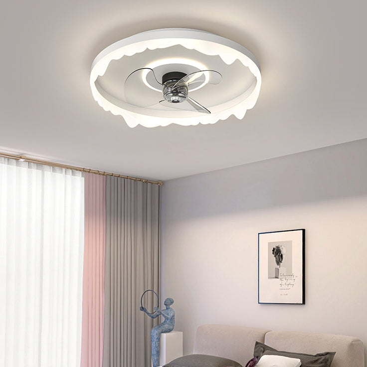 Circle Metal Ceiling Fan Lamp Simplicity LED Ceiling Mounted Lighting for Bedroom