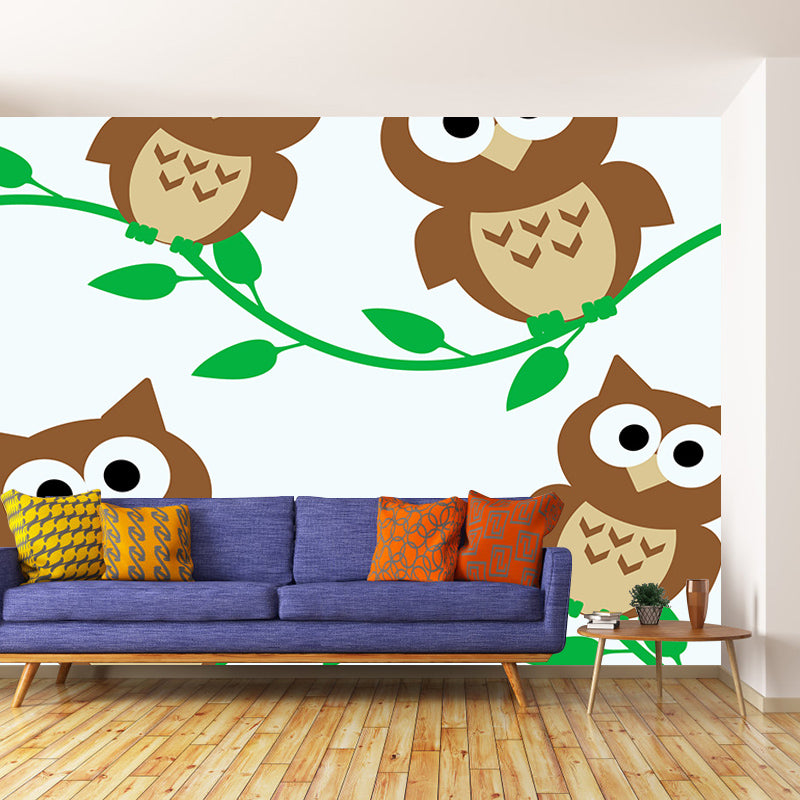 Environmental Wall Mural Wallpaper Cartoon Animals Sitting Room Wall Mural