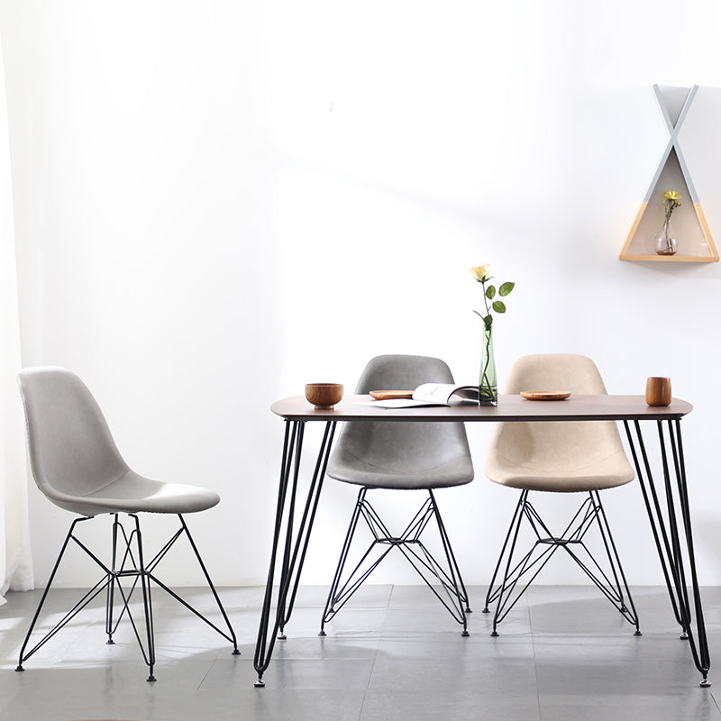 Chaises latérales de salle à manger sans bras en cuir industriel