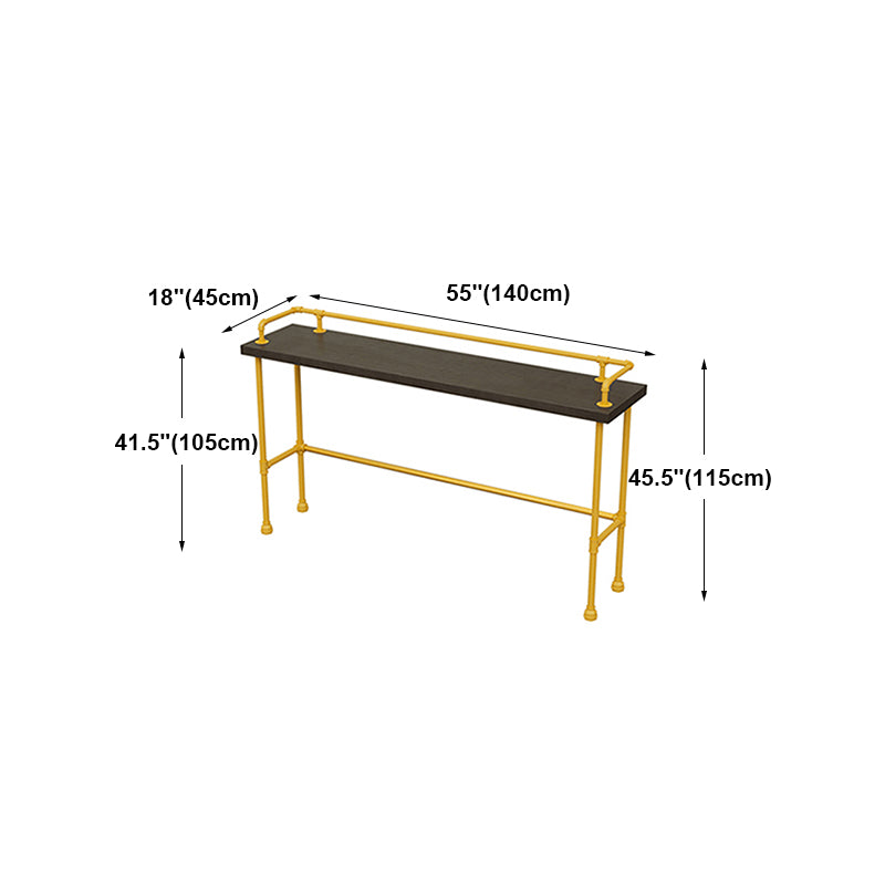 Industrial Wood Pub Table with Rectangle Table Top Yellow Trestle Table - 42" H