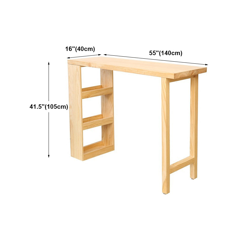 Modern Wood Counter Table with Rectangle Table Top Double Pedestal Table- 41.3" H