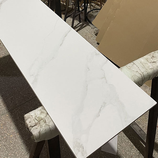 Glam Marble Bistro Table with Rectangle Table Top Sled Table - 41.3" H