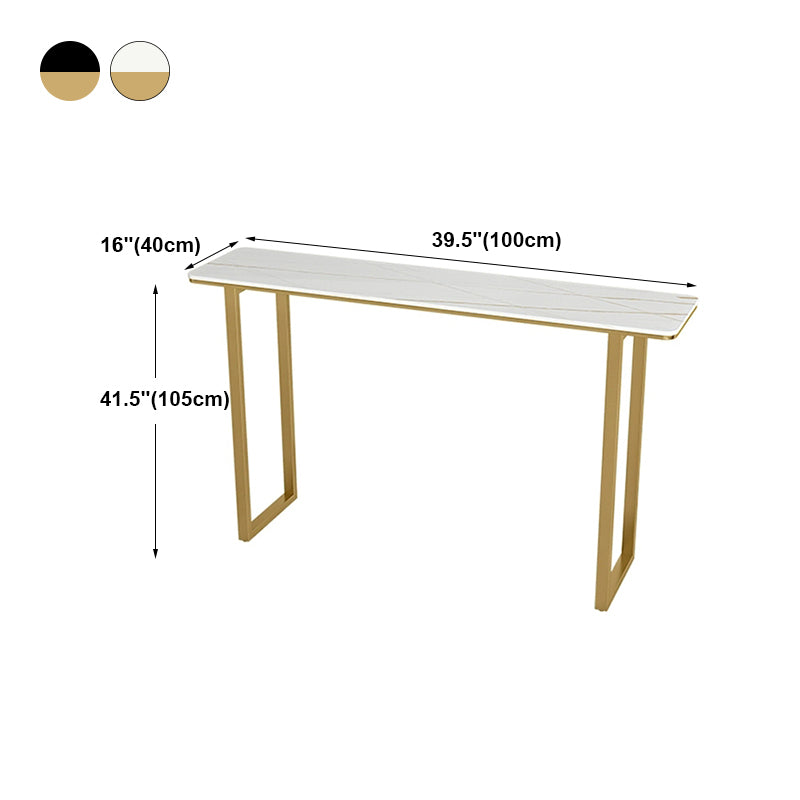 Glam Marble Bistro Table with Rectangle Table Top Sled Table - 41.3" H