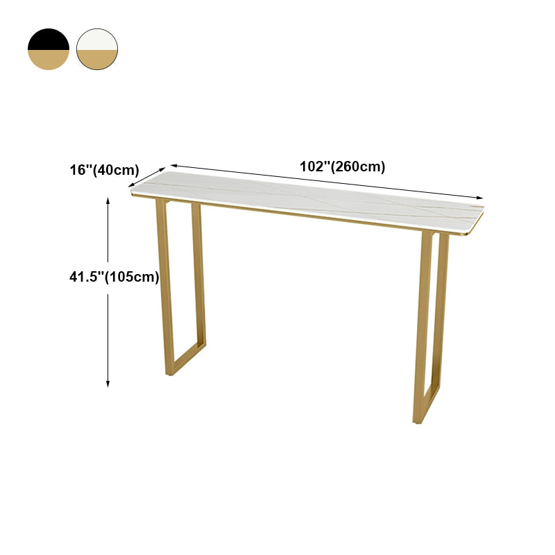 Glam Marble Bistro Table with Rectangle Table Top Sled Table - 41.3" H