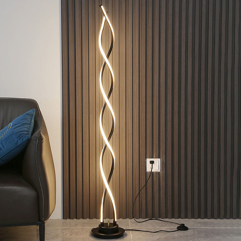 Metal Spiral Floor Lamps Modern Style 1 Light Standard Lamps for Living Room