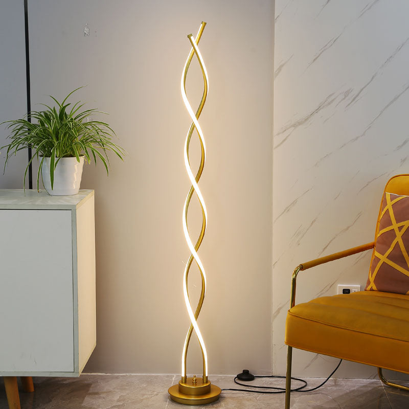 Metal Spiral Floor Lamps Modern Style 1 Light Standard Lamps for Living Room