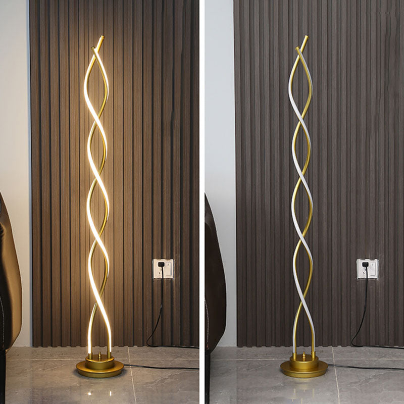 Metal Spiral Floor Lamps Modern Style 1 Light Standard Lamps for Living Room