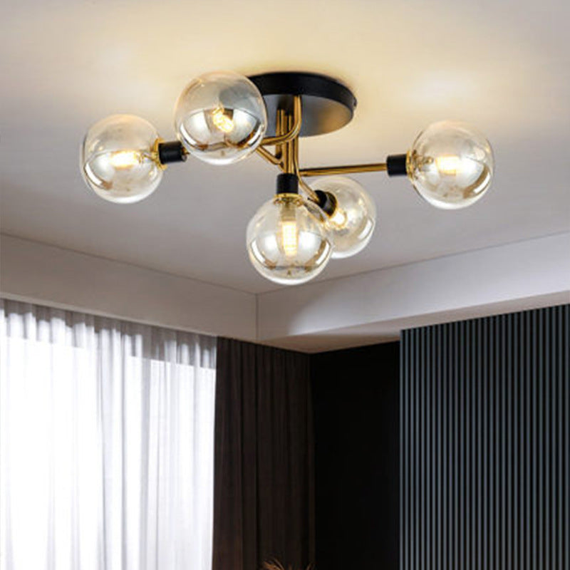 Sputnik Ceiling Mounted Light Modern Style Ceiling Lamp with Glass Shade for Bedroom