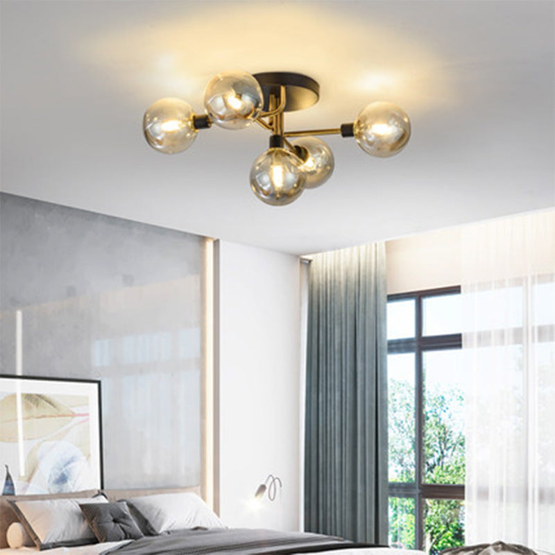 Sputnik Ceiling Mounted Light Modern Style Ceiling Lamp with Glass Shade for Bedroom