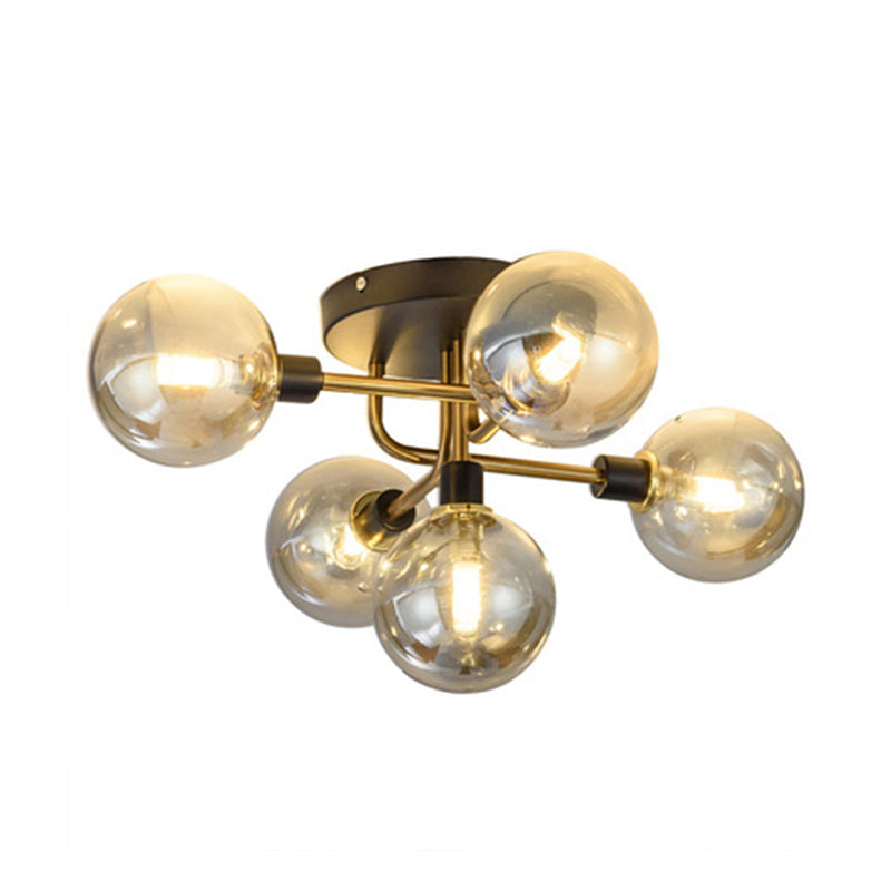 Sputnik Ceiling Mounted Light Modern Style Ceiling Lamp with Glass Shade for Bedroom