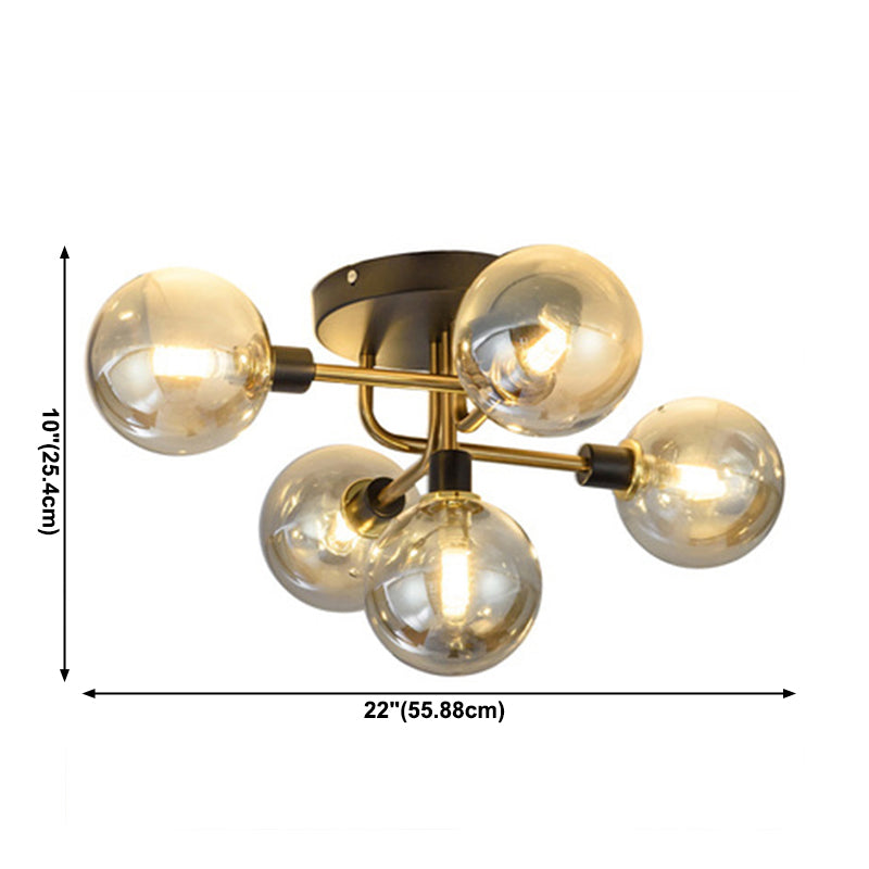 Sputnik Ceiling Mounted Light Modern Style Ceiling Lamp with Glass Shade for Bedroom