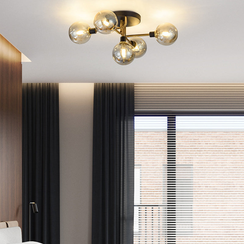 Sputnik Ceiling Mounted Light Modern Style Ceiling Lamp with Glass Shade for Bedroom