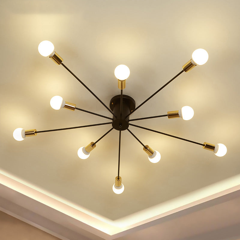 Métal Semi Flush Mount Lighting Starburst Loft Style Semi Flush Mount Plafond Light