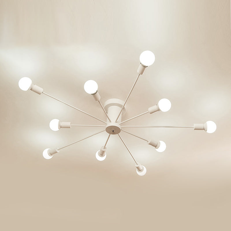 Métal Semi Flush Mount Lighting Starburst Loft Style Semi Flush Mount Plafond Light