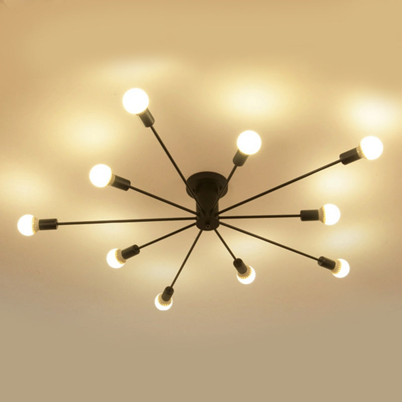 Metal Semi Flush Mount Lighting Starburst Loft Style Semi Flush Mount Ceiling Light