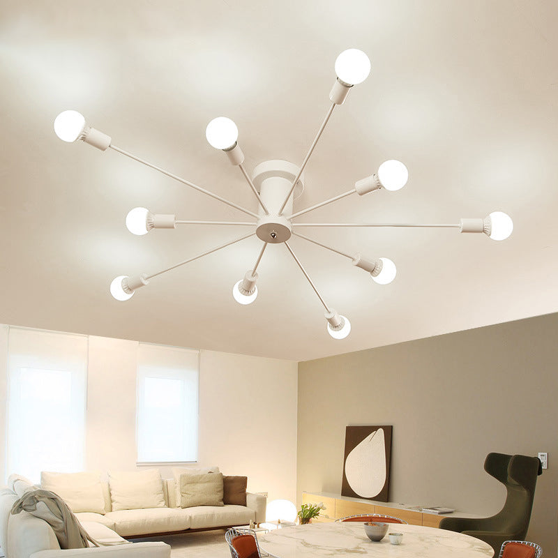 Métal Semi Flush Mount Lighting Starburst Loft Style Semi Flush Mount Plafond Light