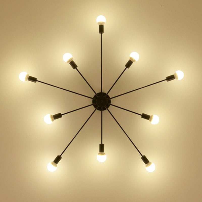 Métal Semi Flush Mount Lighting Starburst Loft Style Semi Flush Mount Plafond Light