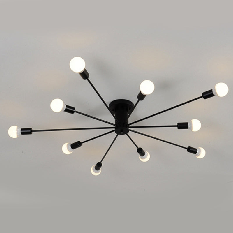 Metal Semi Flush Mount Lighting Starburst Loft Style Semi Flush Mount Ceiling Light