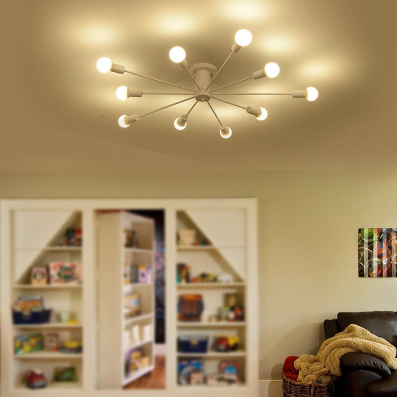 Métal Semi Flush Mount Lighting Starburst Loft Style Semi Flush Mount Plafond Light