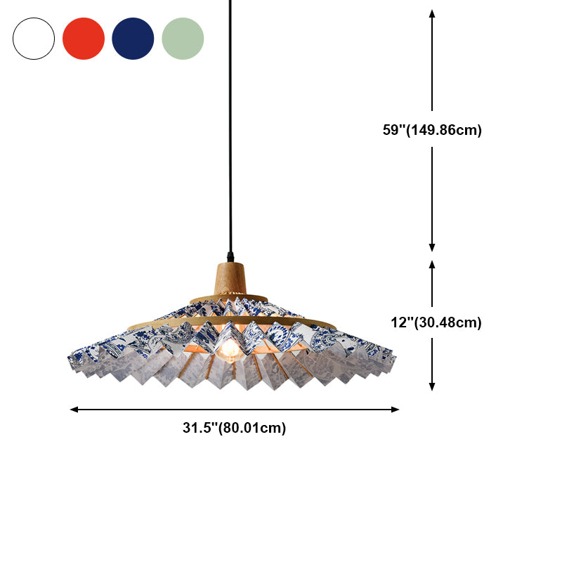 Umbrella Shaped Suspension Lamp Bamboo 1-Light Tea Room Hanging Light Fixture