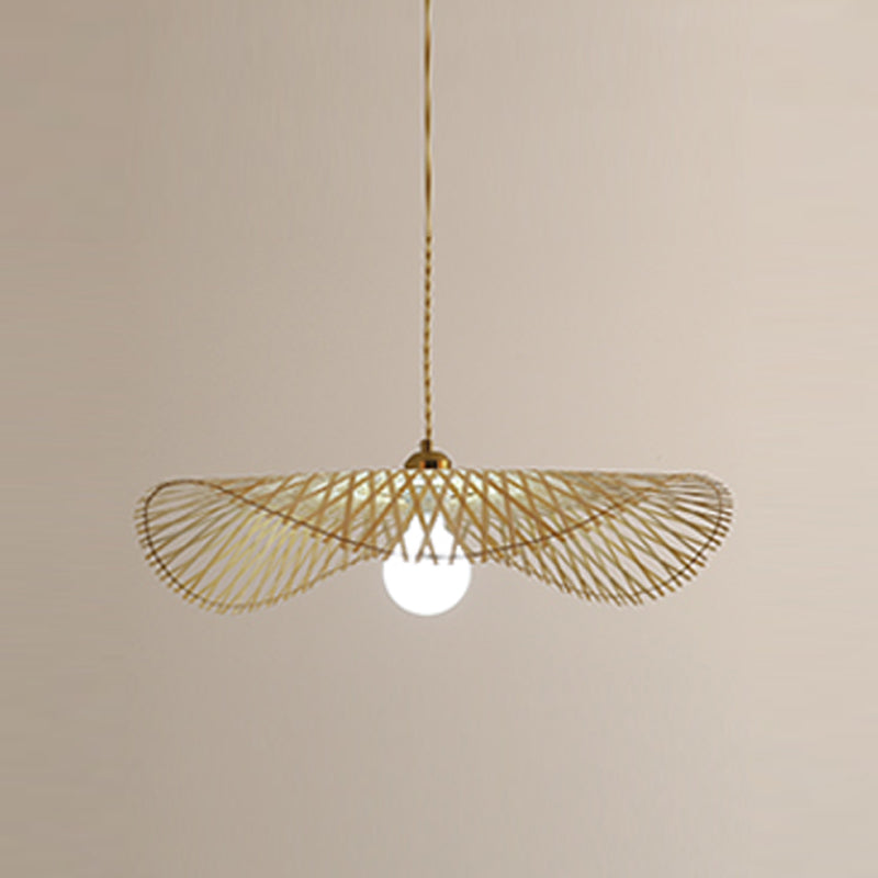 Luz colgante en forma de loto Bambú 1 cabezal colgante lámpara de lámpara para sala de té