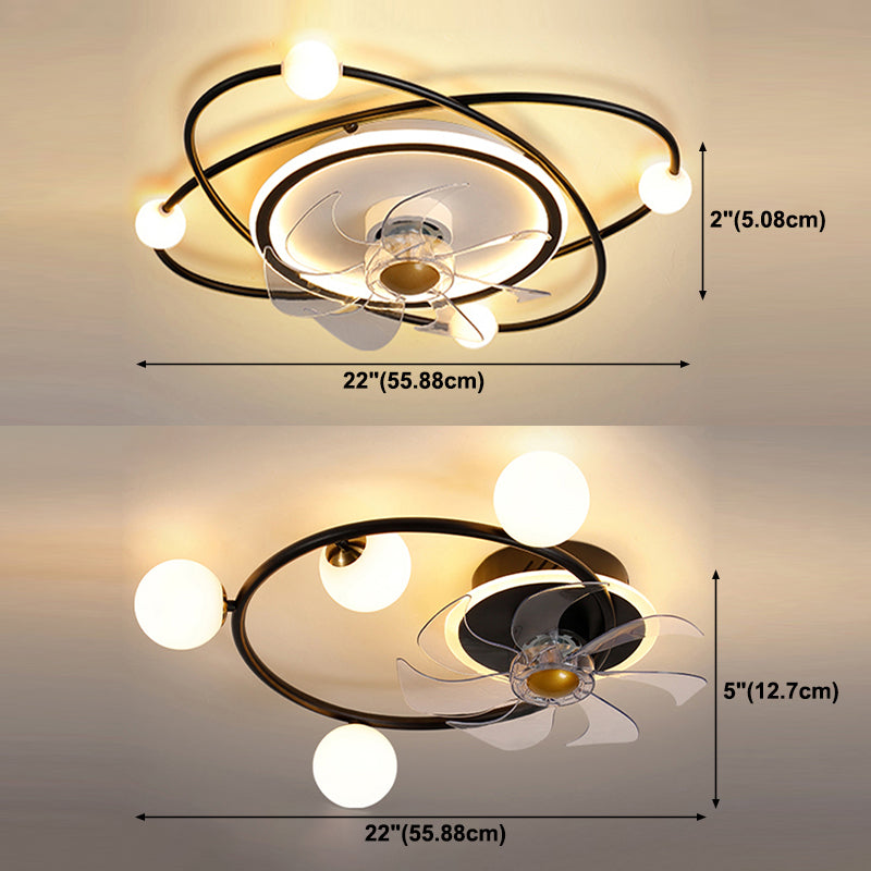 Modern Metal LED Ceiling Fan Light Creative Flush Mount Light for Living Room