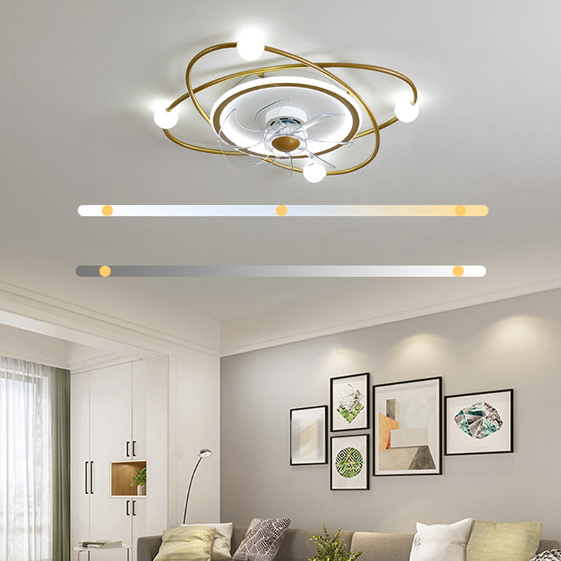 Modern Metal LED Ceiling Fan Light Creative Flush Mount Light for Living Room