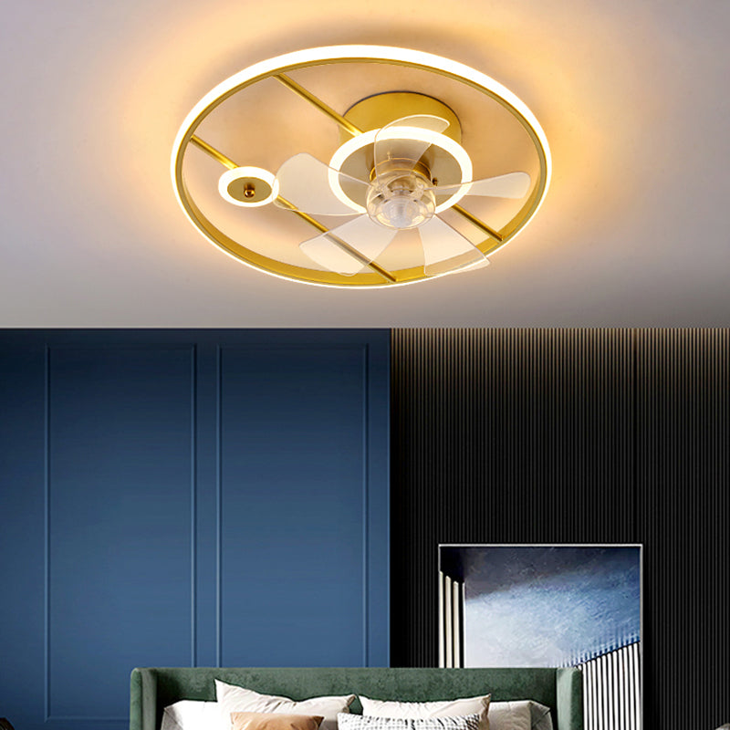 Modern Style LED Ceiling Fan Light Creative Linear Flush Mount Light for Living Room