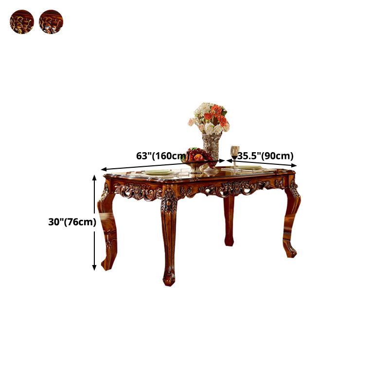 Table à manger moderne rétro rectangle Table brune Table fixe avec bois massif chêne