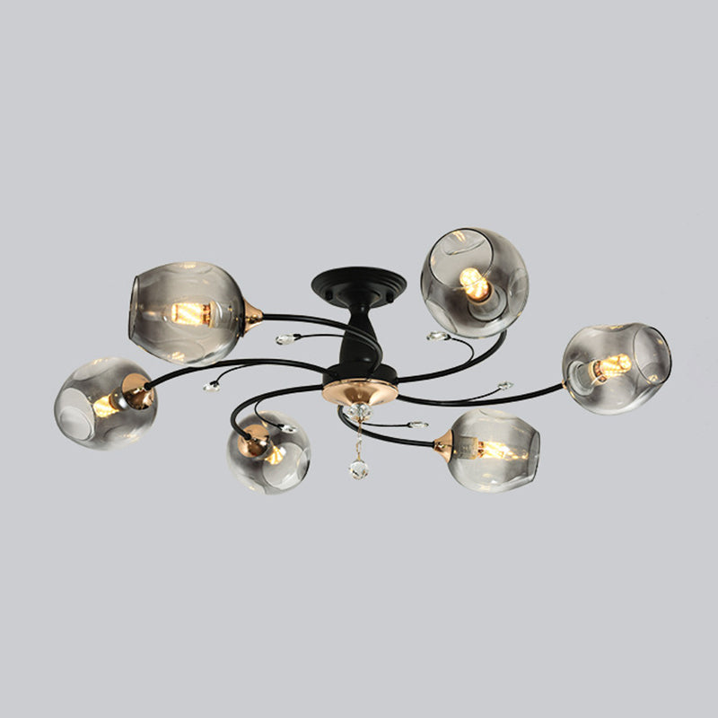 Glass Round Shape Flush Ceiling Light Modern Style Multi-Lights Flush Mount Lighting