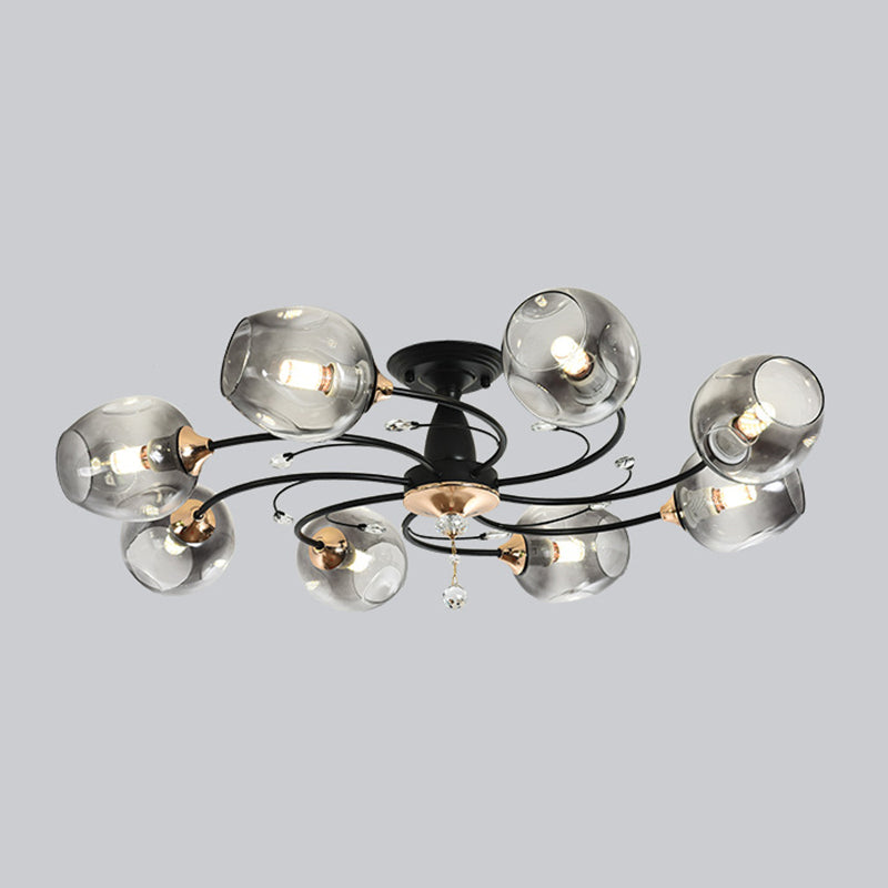 Glass Round Shape Flush Ceiling Light Modern Style Multi-Lights Flush Mount Lighting