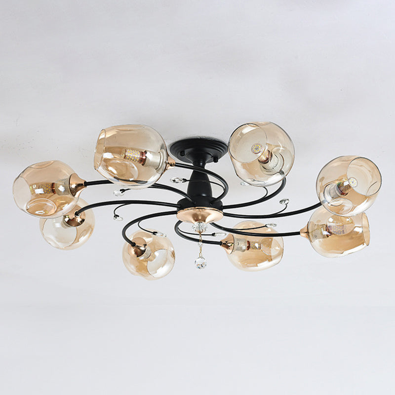 Glass Round Shape Flush Ceiling Light Modern Style Multi-Lights Flush Mount Lighting