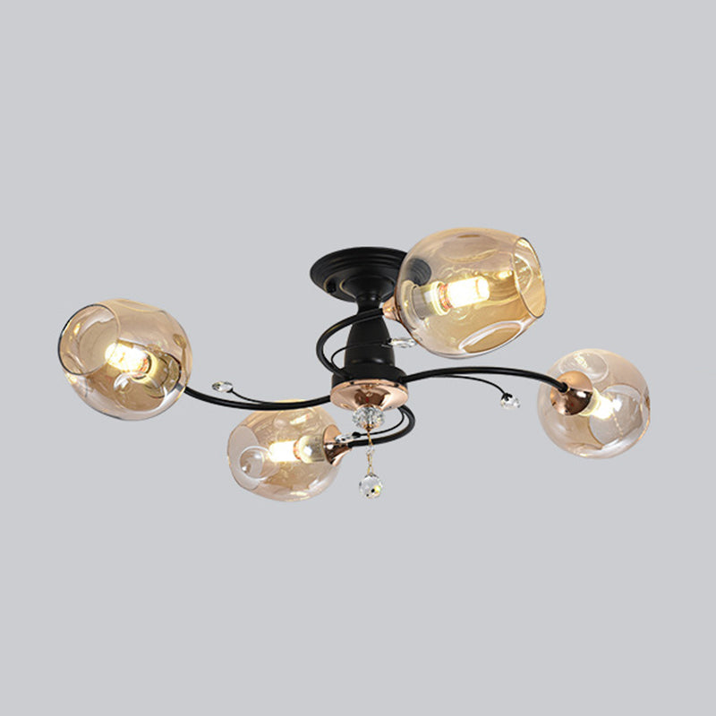 Glass Round Shape Flush Ceiling Light Modern Style Multi-Lights Flush Mount Lighting