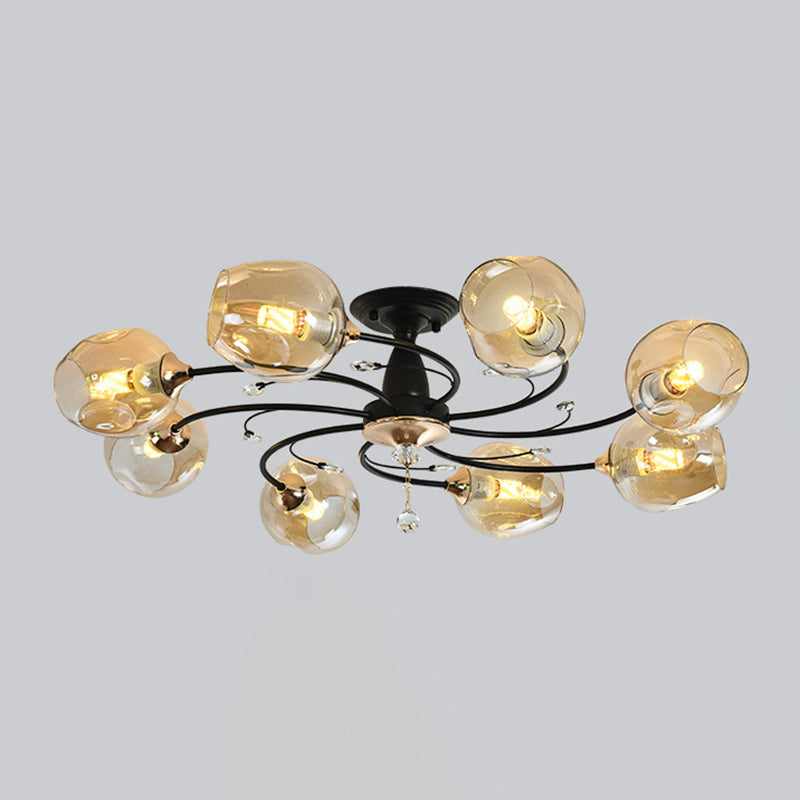 Glass Round Shape Flush Ceiling Light Modern Style Multi-Lights Flush Mount Lighting